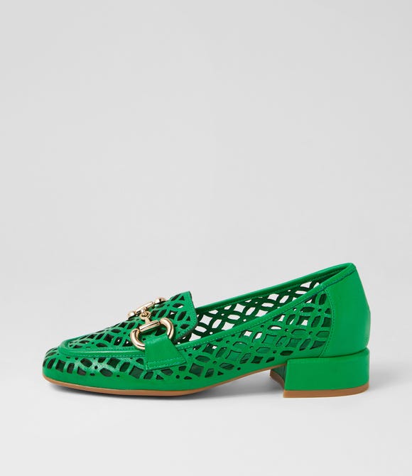 Vilis Bright Emerald Leather Heels