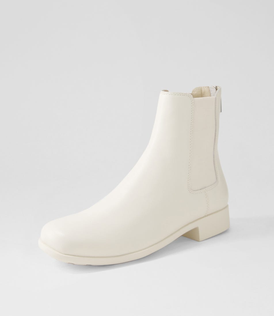 Ishine Ivory Leather Chelsea Boots