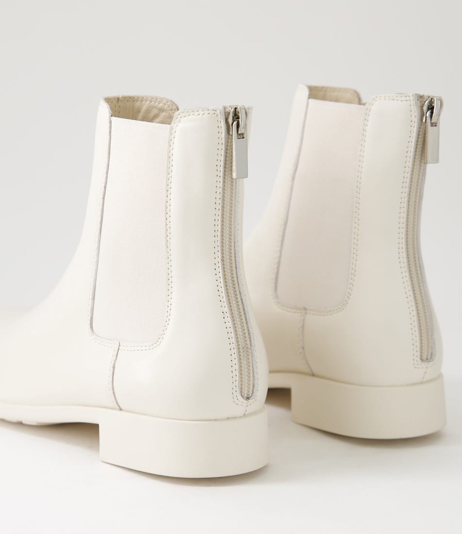 Ishine Ivory Leather Chelsea Boots