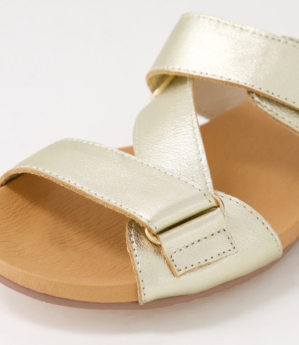 Jenergy Pale Gold Leather Slides