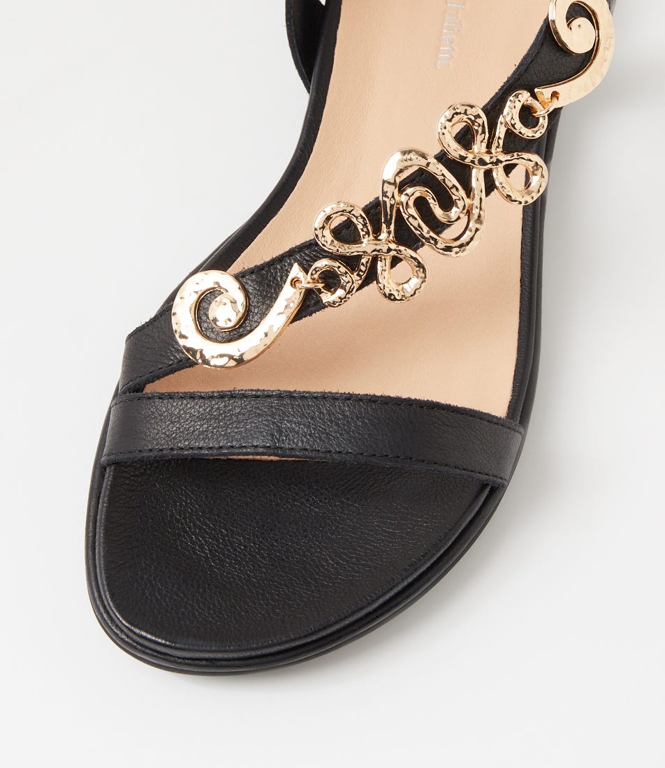 Batez Black Gold Leather Sandals