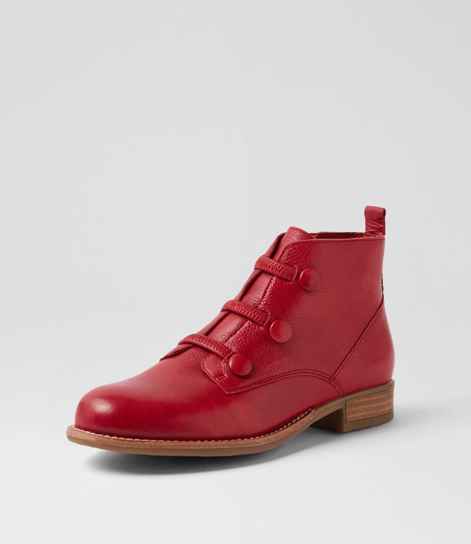Chillsy Dark Red Tumble Leather Ankle Boots