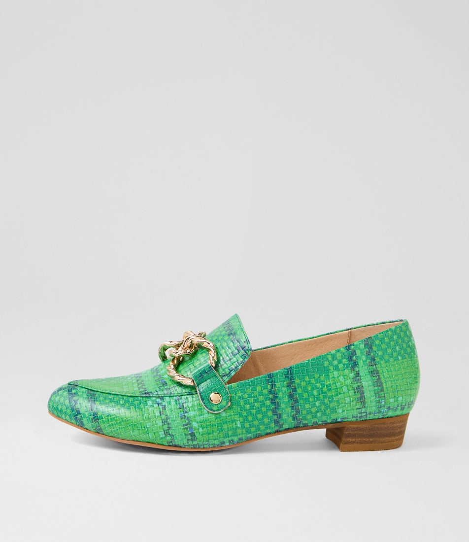 Esben Green Multi Leather Loafers