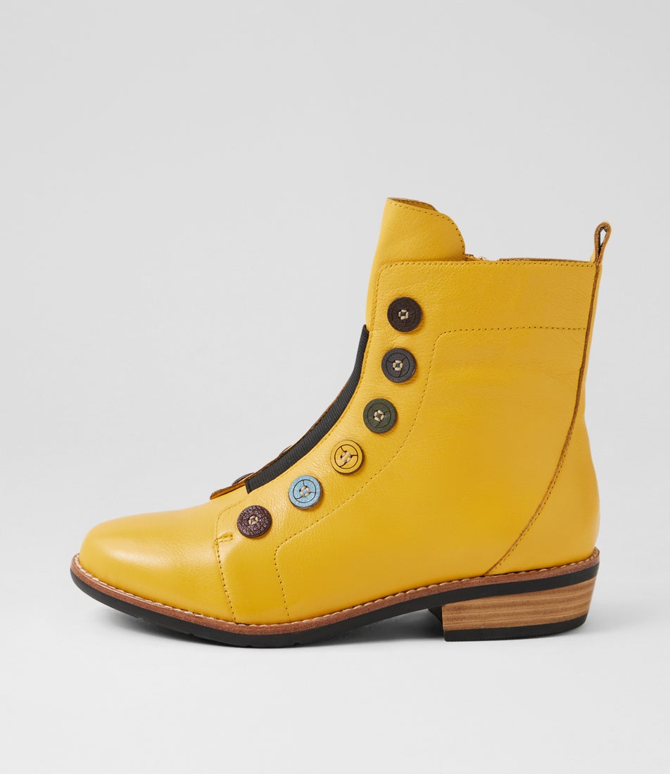 Lemuel Yellow Multi Leather Ankle Boots