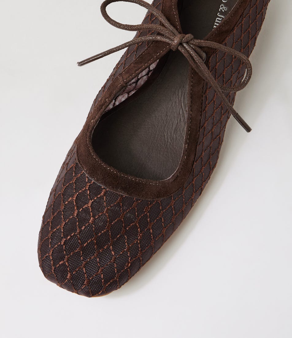DJANGO & JULIETTE Violeine Choc Suede Mix Mary Jane Heels