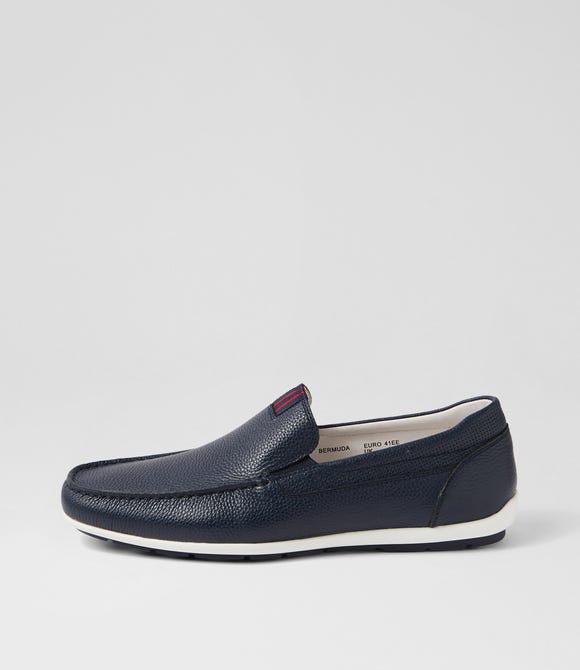 Bermuda Navy Tumble Leather Loafers