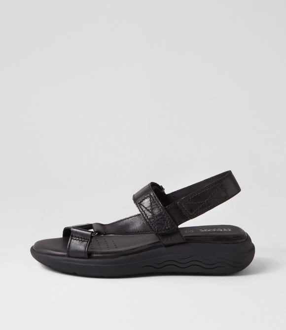 D Spherica Ec5W A Black Leather Sandals