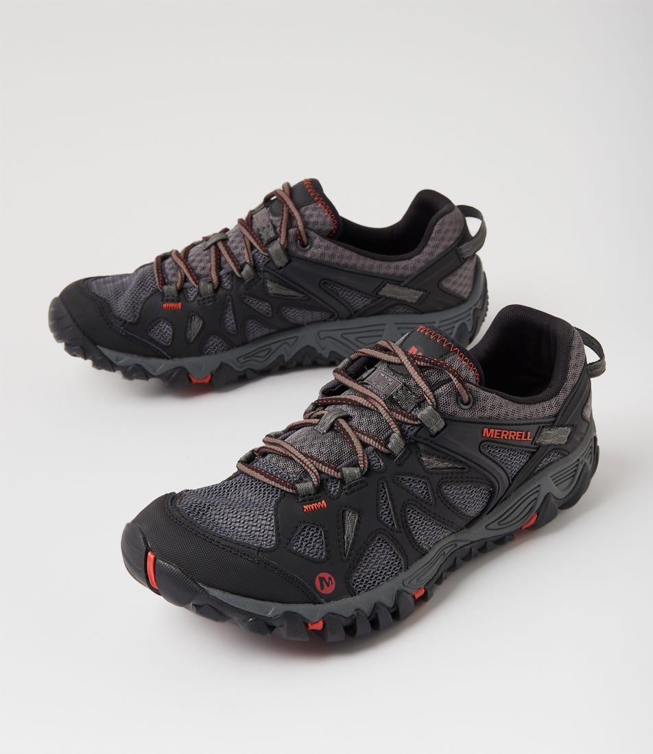 Merrell All Out Blaze Aero‎ Sport Hiking Water Shoes Mens 9.5 gray Black Red All Out Blaze Aero Sport Black Red Mesh Lace Up Flats by Merrell main image 2