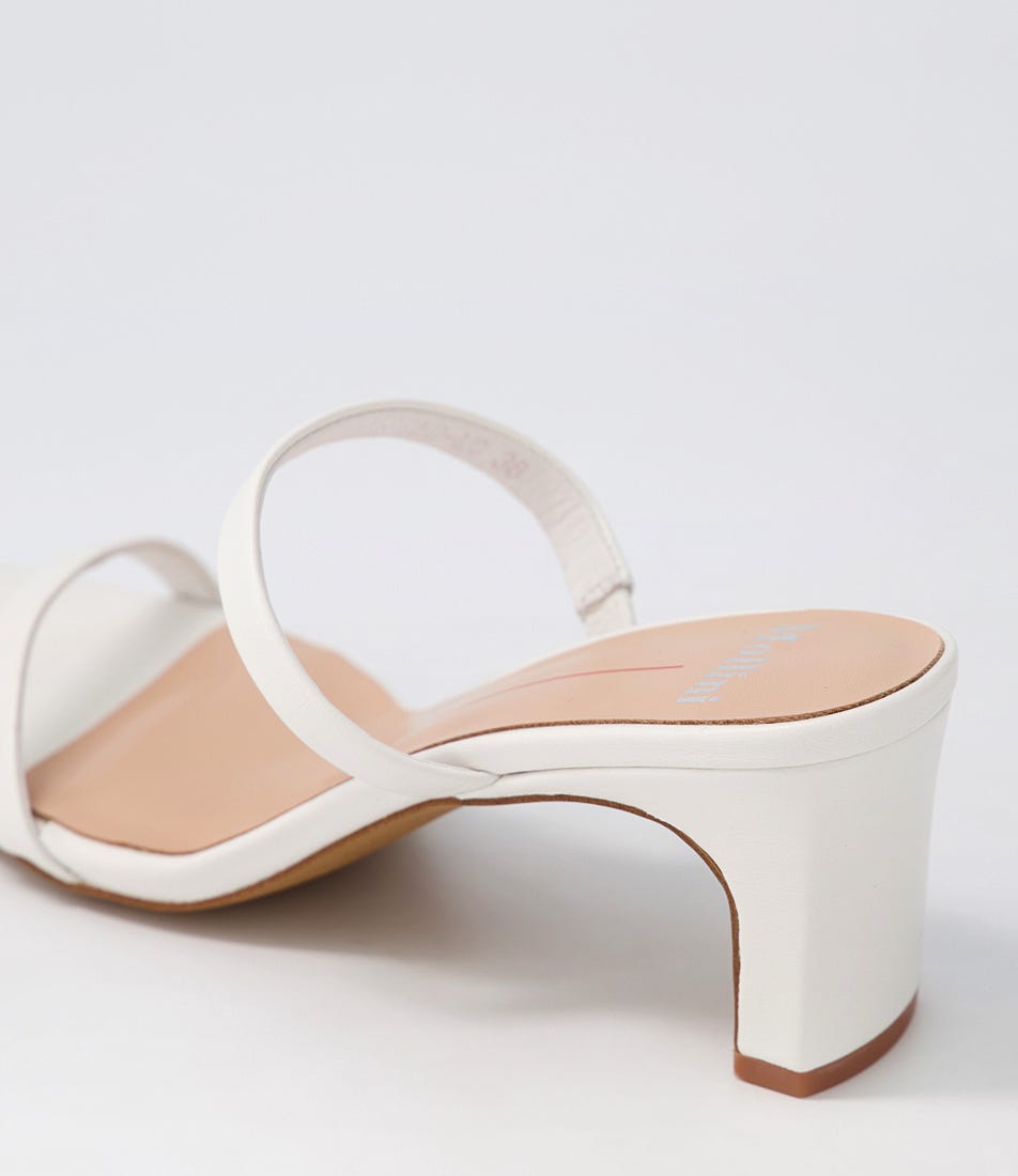 Hailed White Leather Mules
