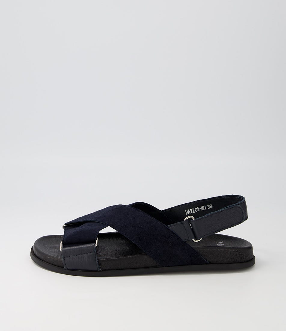 Haylow Navy Leather Suede Sandals BS
