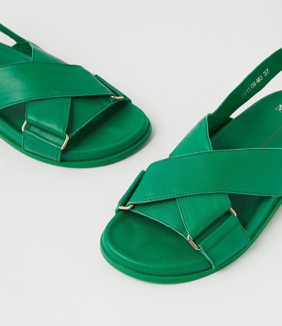 Haylow Bright Green Leather Sandals