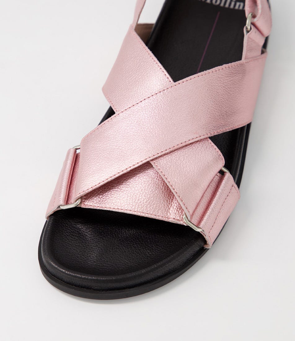 Haylow Pale Pink Metallic Leather Sandals