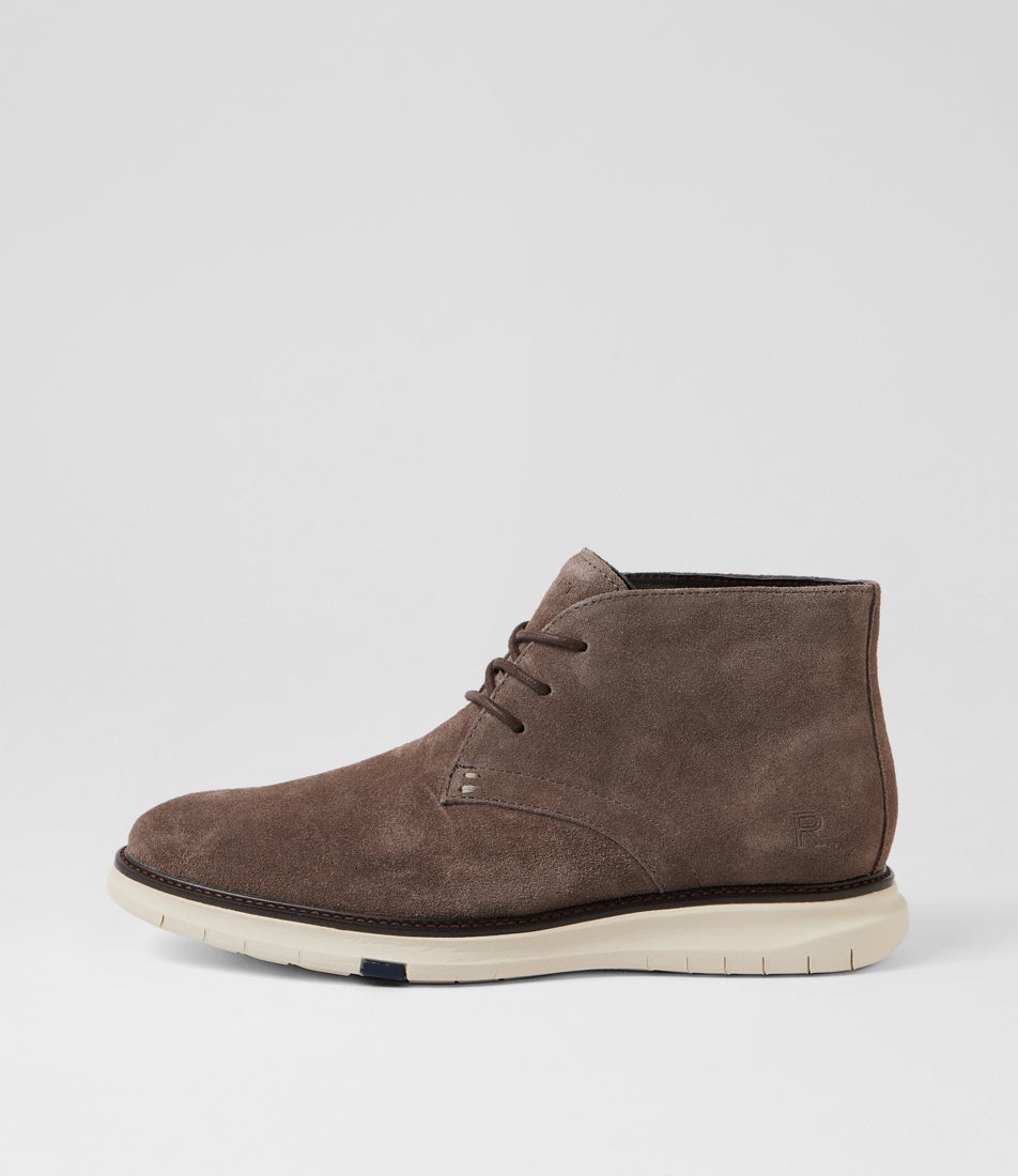 Gray Cognac Pull Up Leather Lace Up Boots display picture 1