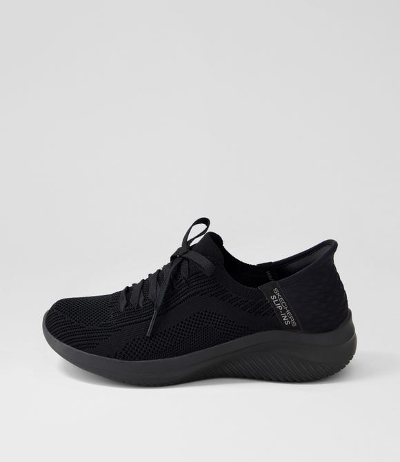 Ultra Flex 3 Black Fabric Sneakers
