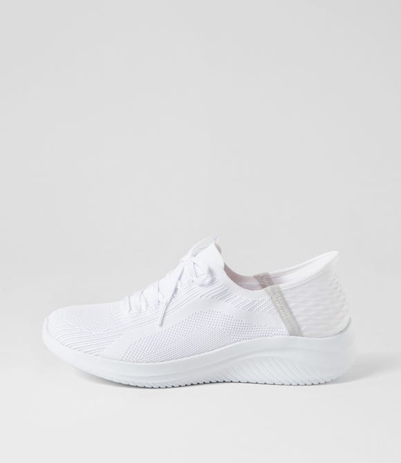Ultra Flex 3 White Fabric Sneakers