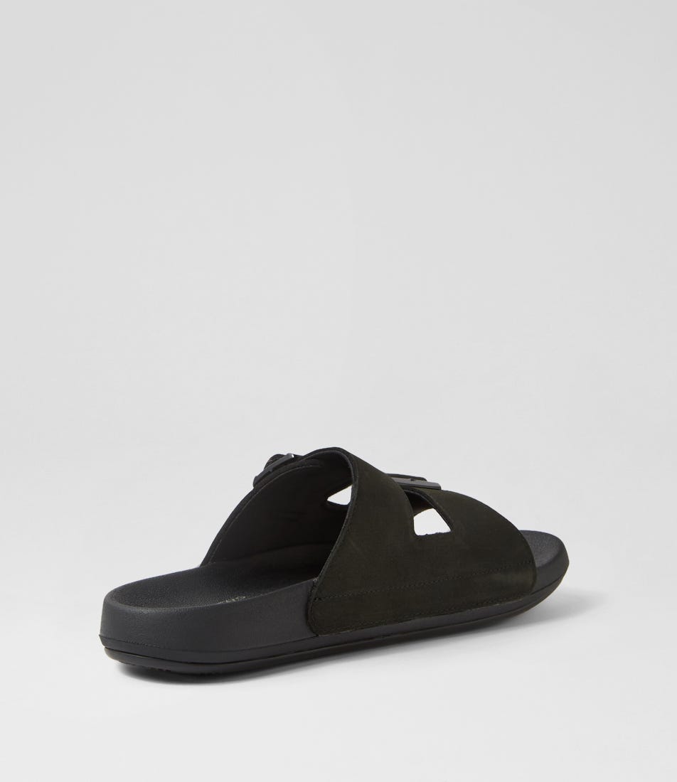 Arch Fit Pro Melb Black Leather Slides