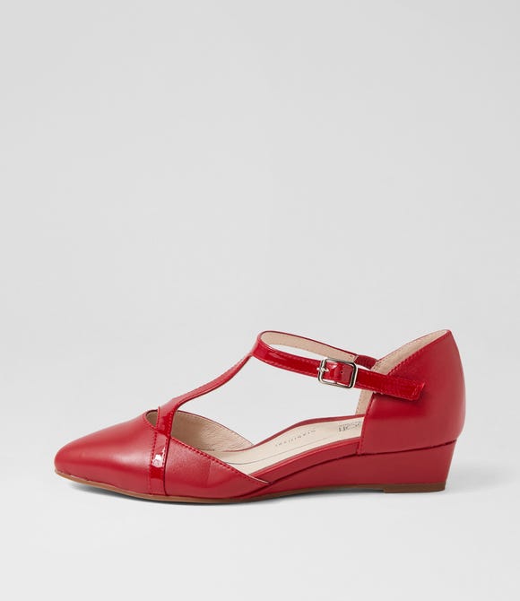 Ember Dark Red Leather Patent Flat Shoes