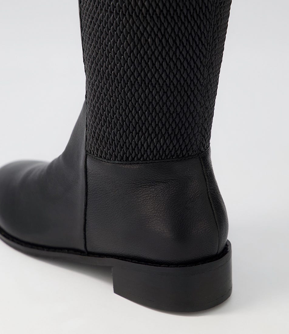 Drafts Black Leather Stretch Knee High Boots