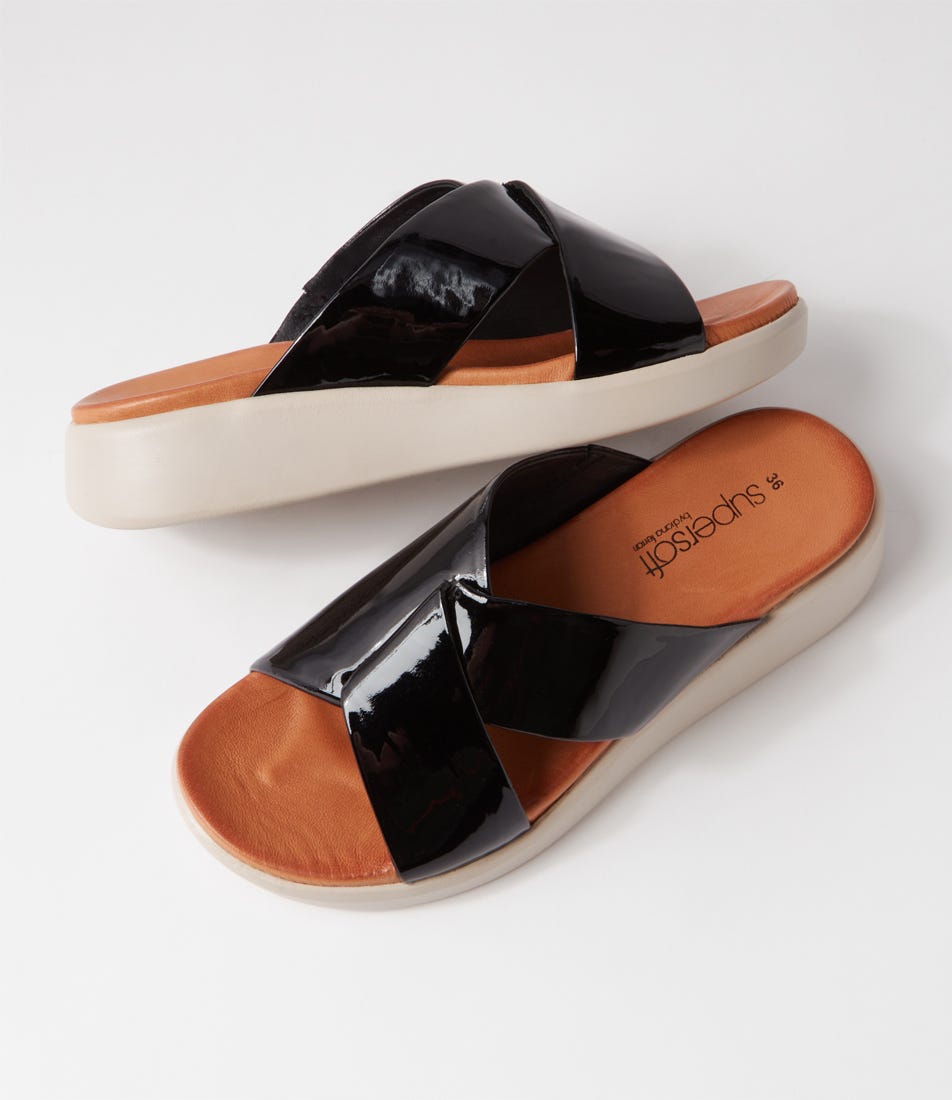 Winsel Black Patent Leather Slides
