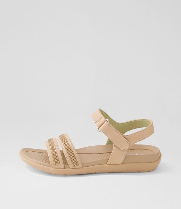 Elmaso Nude Leather Sandals