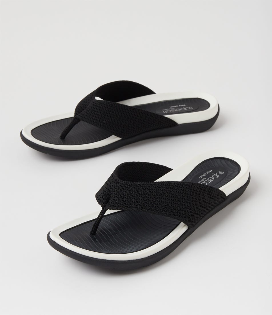 Edans Black White Knit Sandals