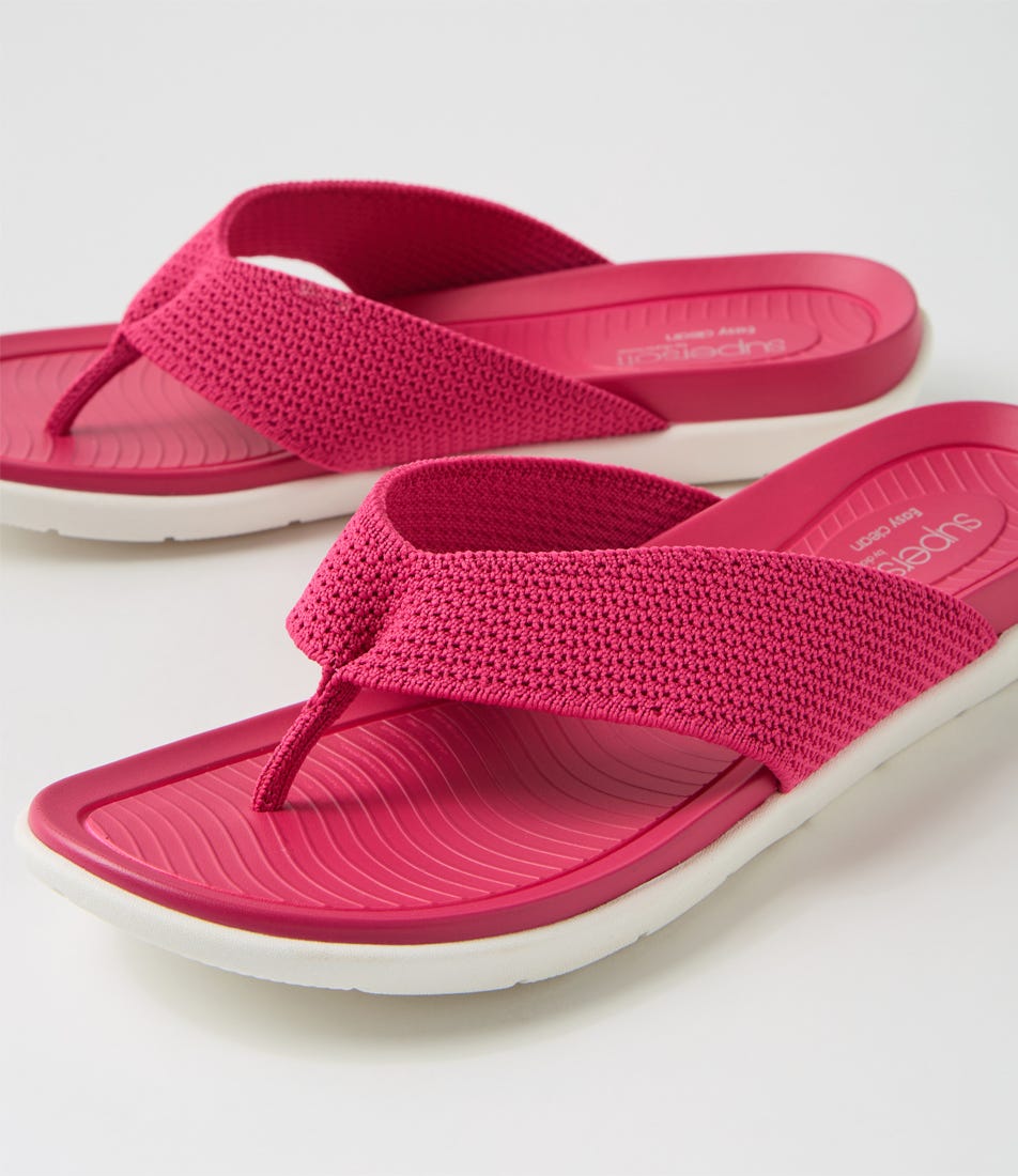 Edans Fuchsia White Knit Sandals