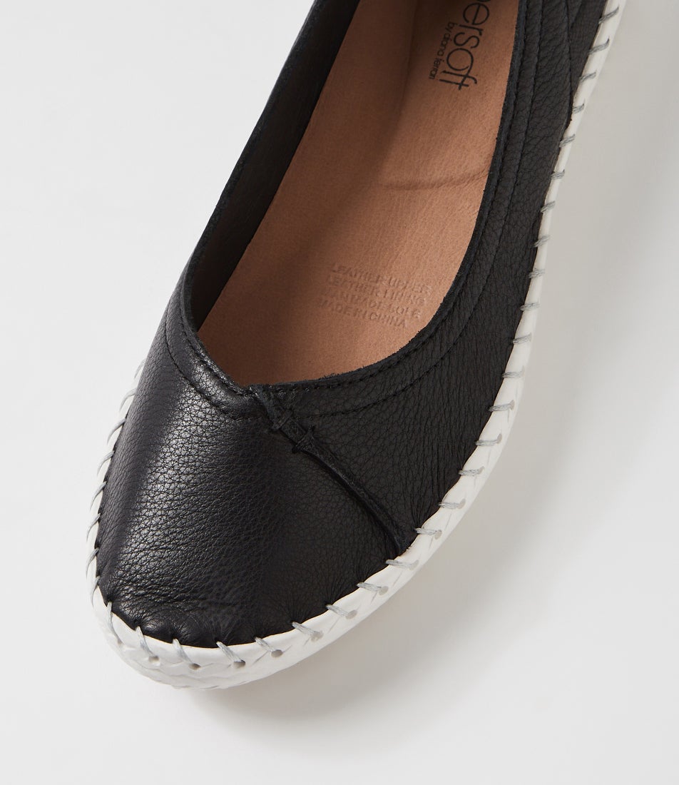 Wayson Wayson Black Leather Ballet Flats