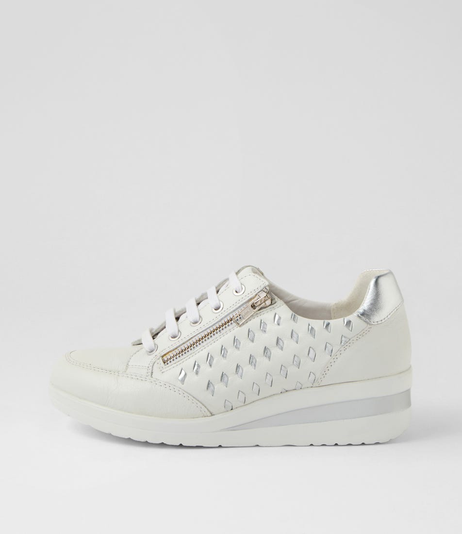 Riki White Silver Leather Sneakers
