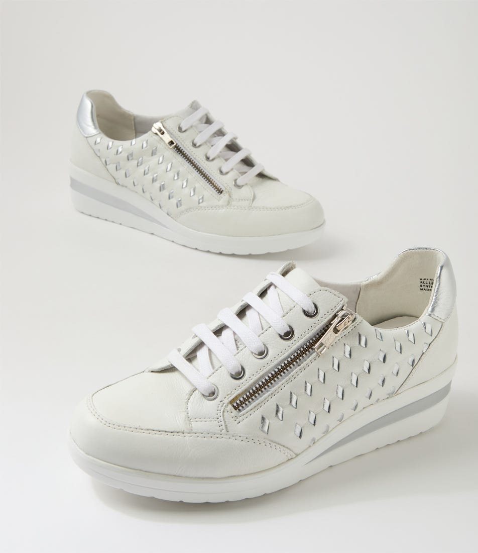 Riki White Silver Leather Sneakers