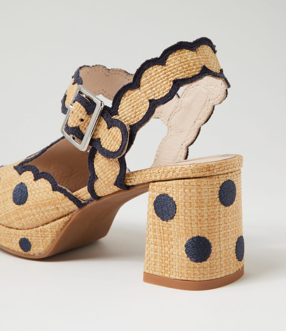 Following Natural Black Synthetic Raffia Sandals