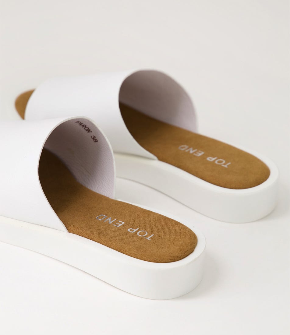 Faron White Leather Slides