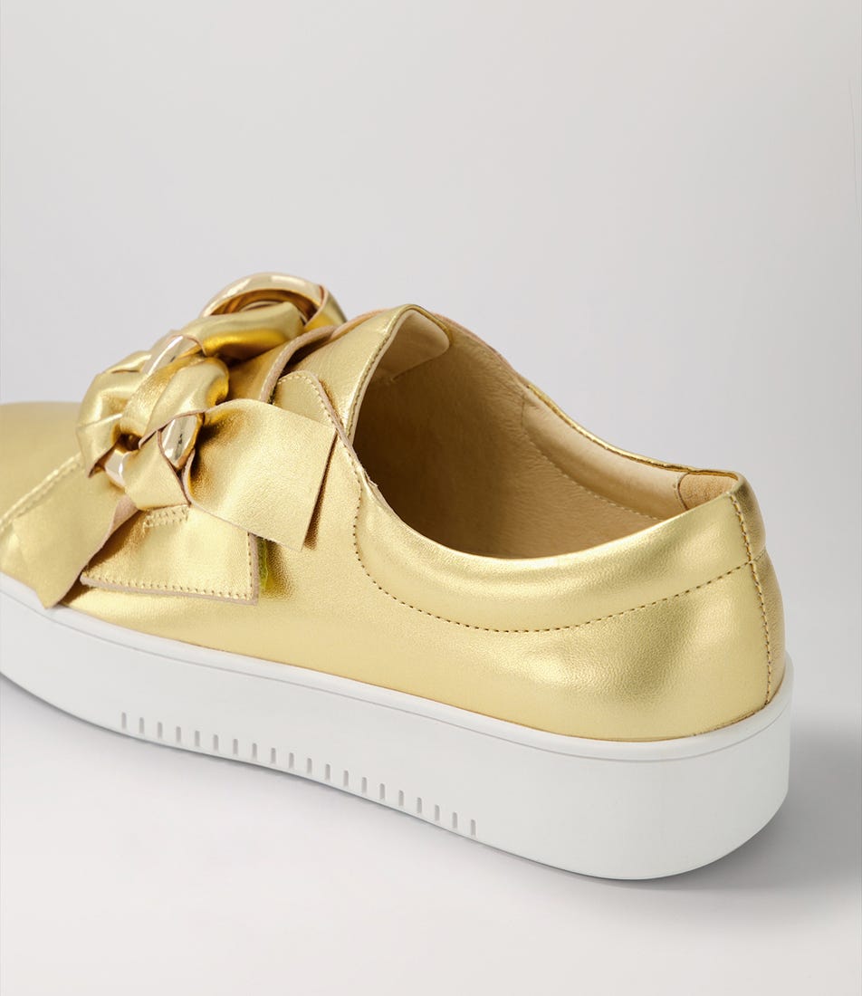 Layyah Gold White Sole Leather Sneakers
