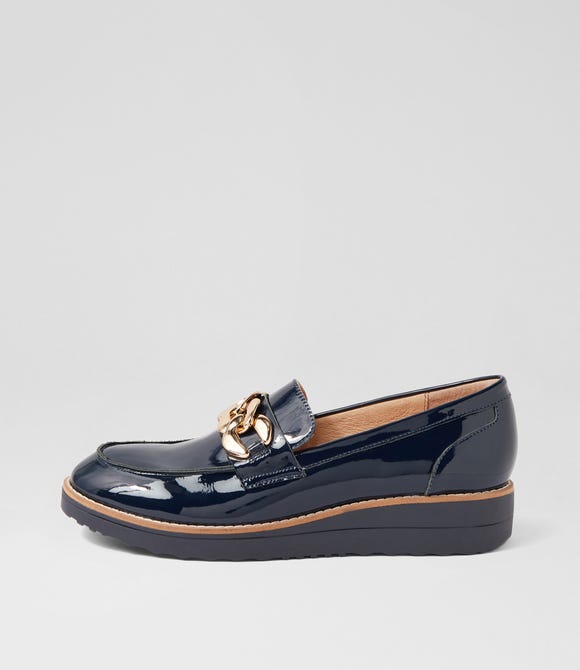Ozama Navy Patent Leather Loafers