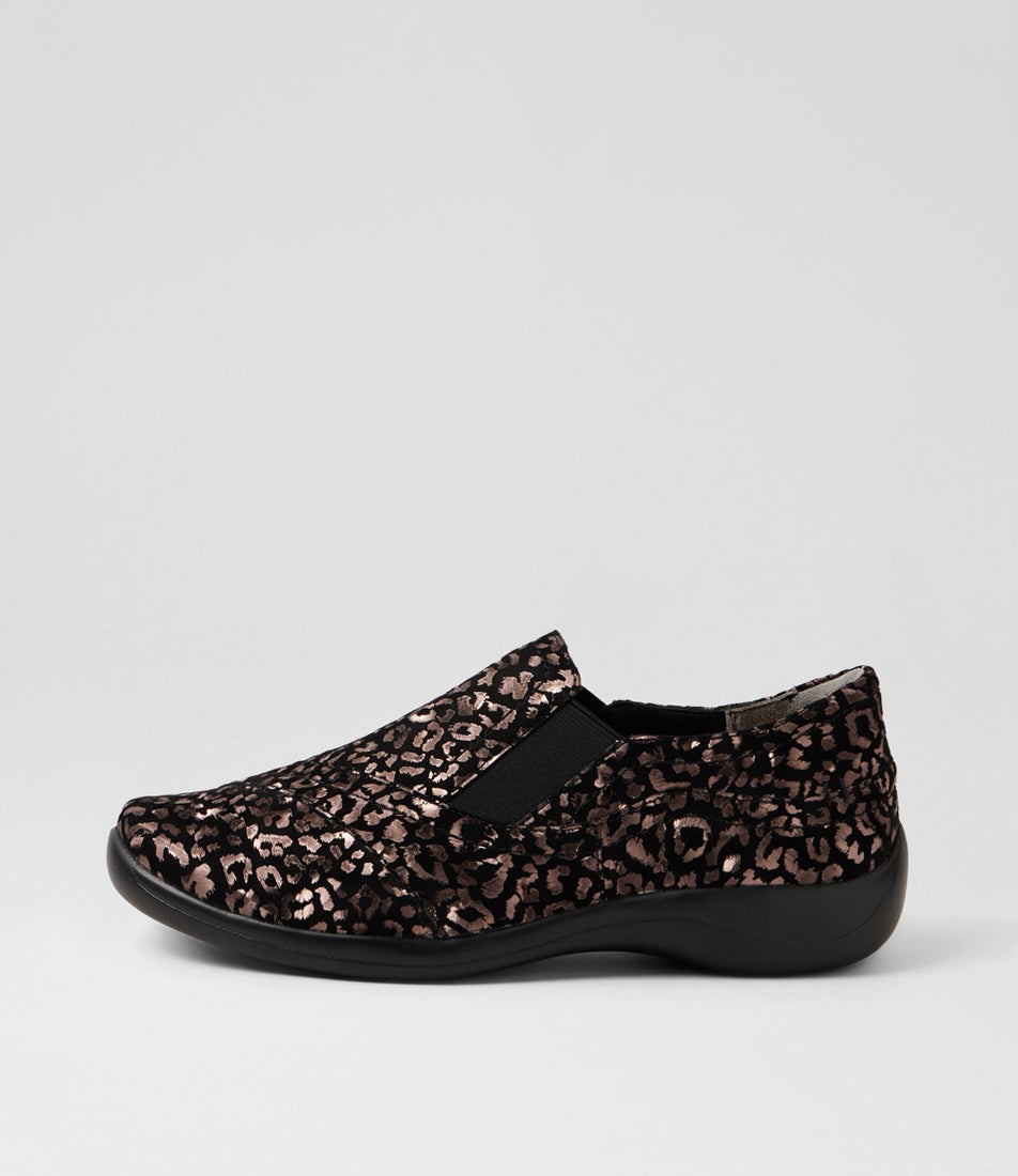 Java Xf Rose Metallic Leopard Leather Flat Shoes