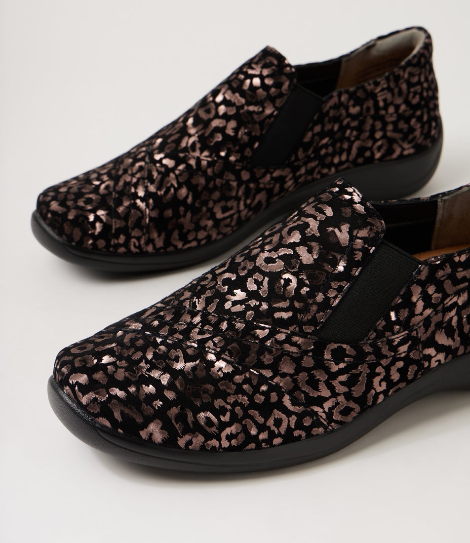 Java Xf Rose Metallic Leopard Leather Flat Shoes