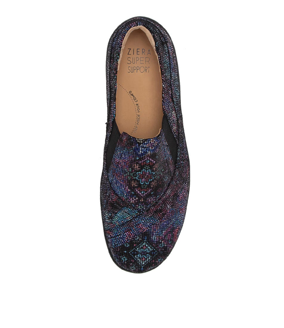 Java Xf Blue Multi Leather Flat Shoes