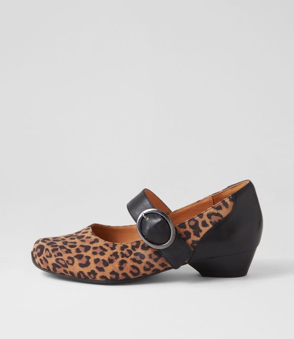 Candy Xw Tan Leopard Black Suede Leather Heels