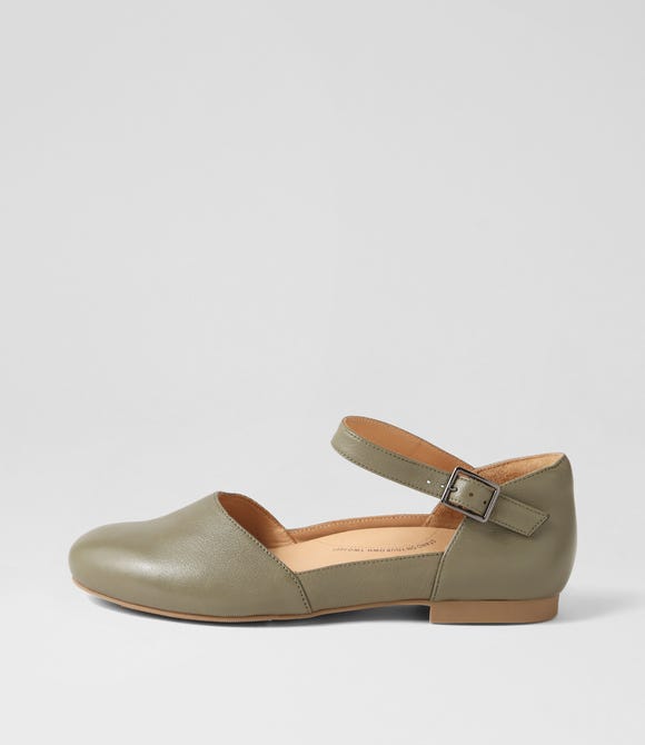 Cavalcade Xf Olive Leather Flat Shoes