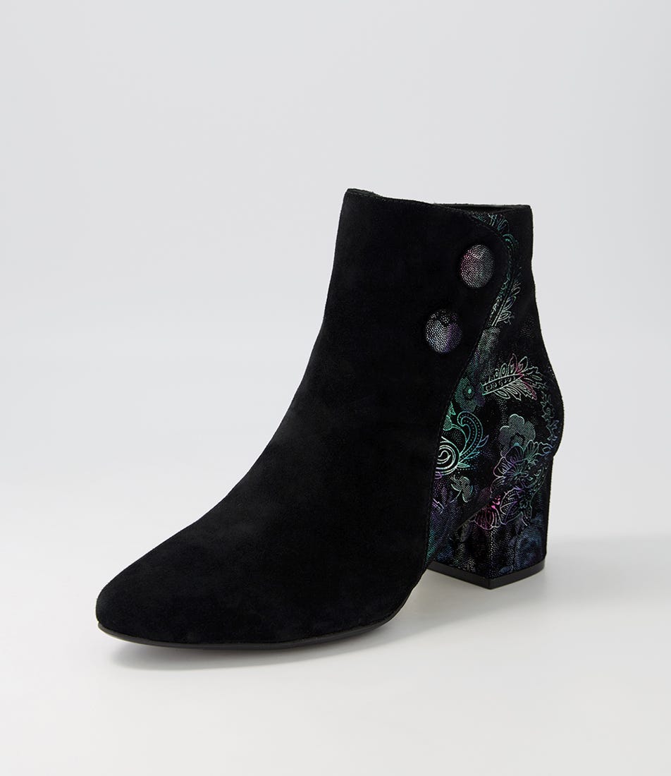 Veyda Xw Black Ocean Paisley Ankle Boots