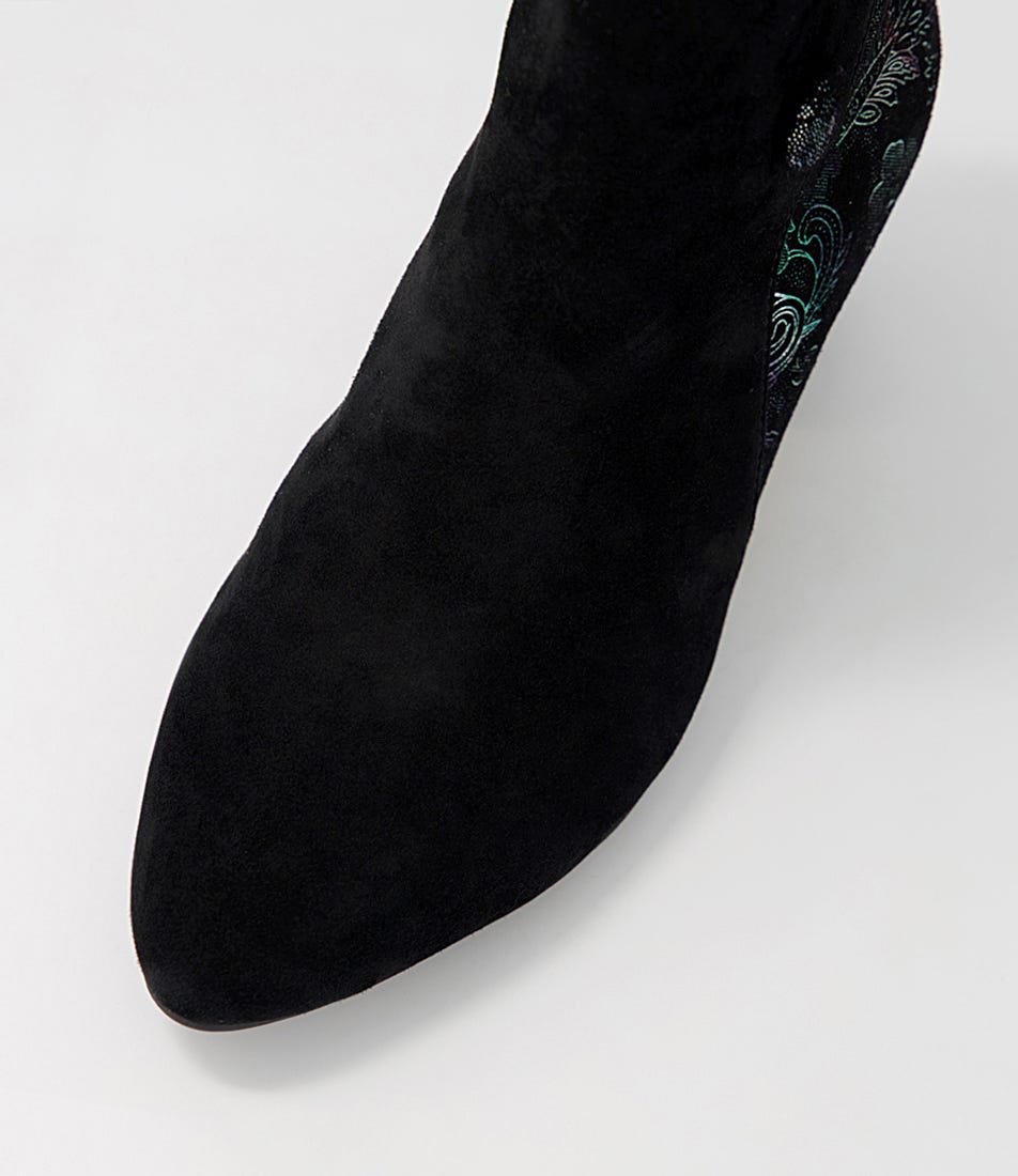 Veyda Xw Black Ocean Paisley Ankle Boots