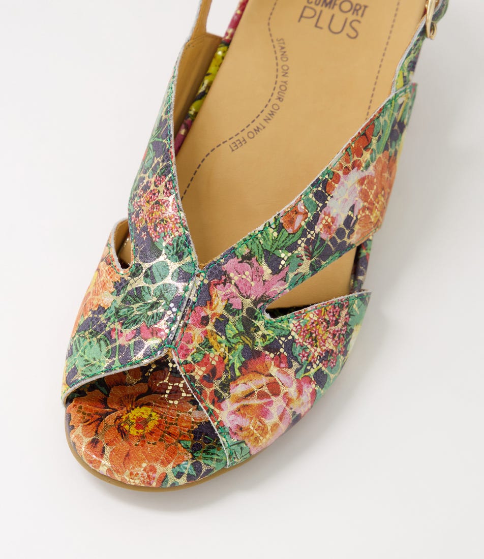 Addya Xw Yellow Floral Leather Sandals