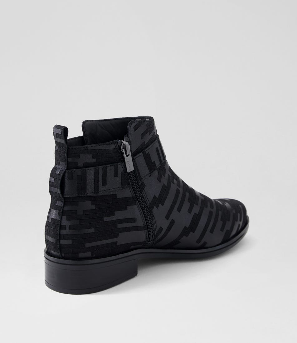 Simonte Xf Black Embossed Leather Ankle Boots
