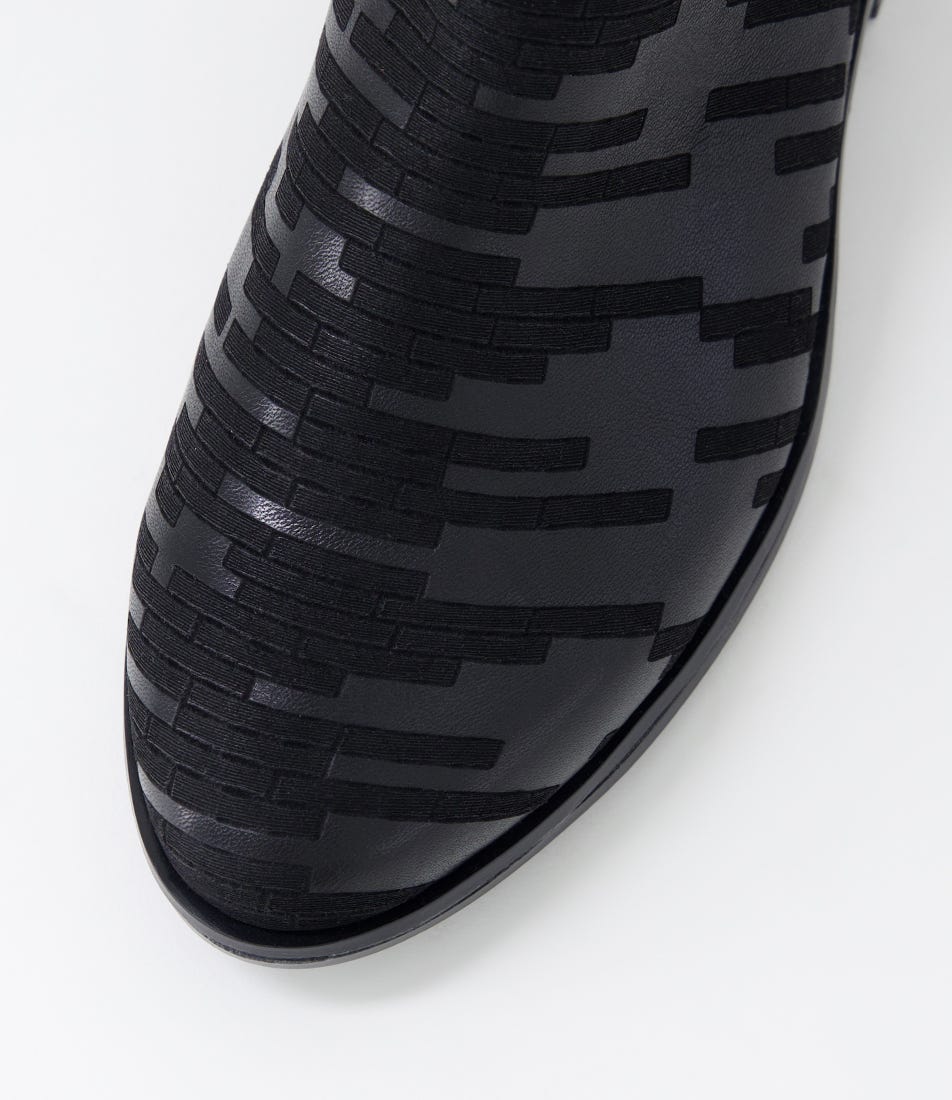 Simonte Xf Black Embossed Leather Ankle Boots