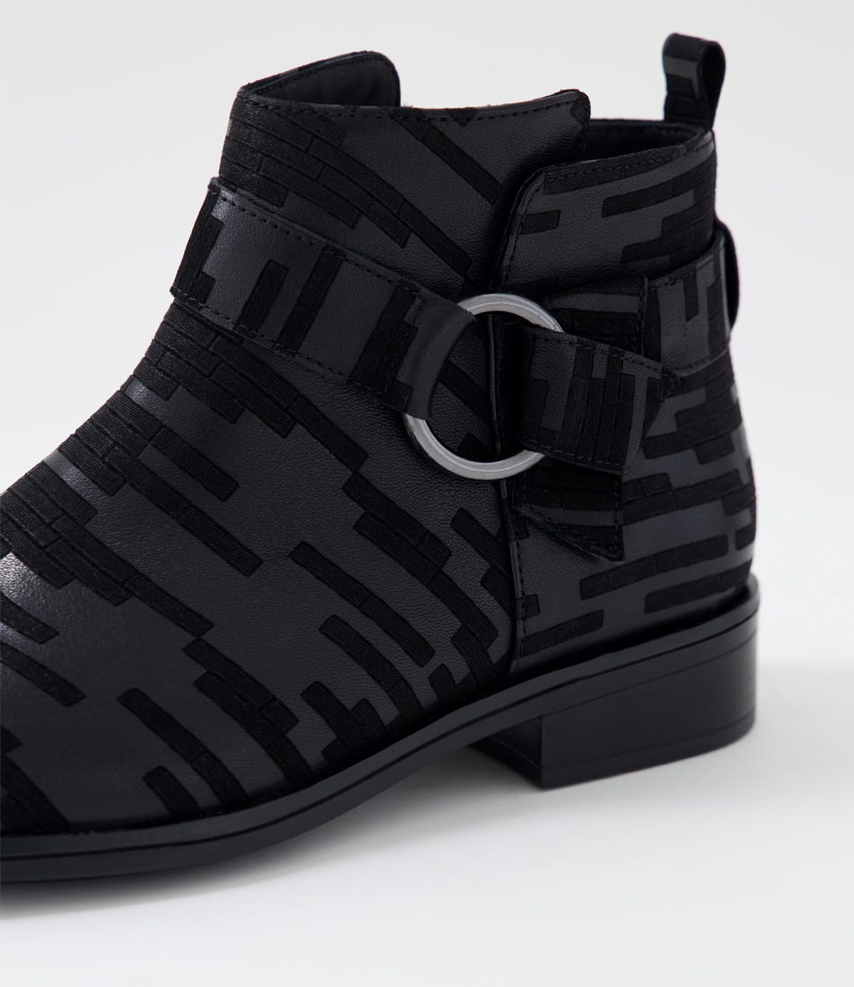Simonte Xf Black Embossed Leather Ankle Boots