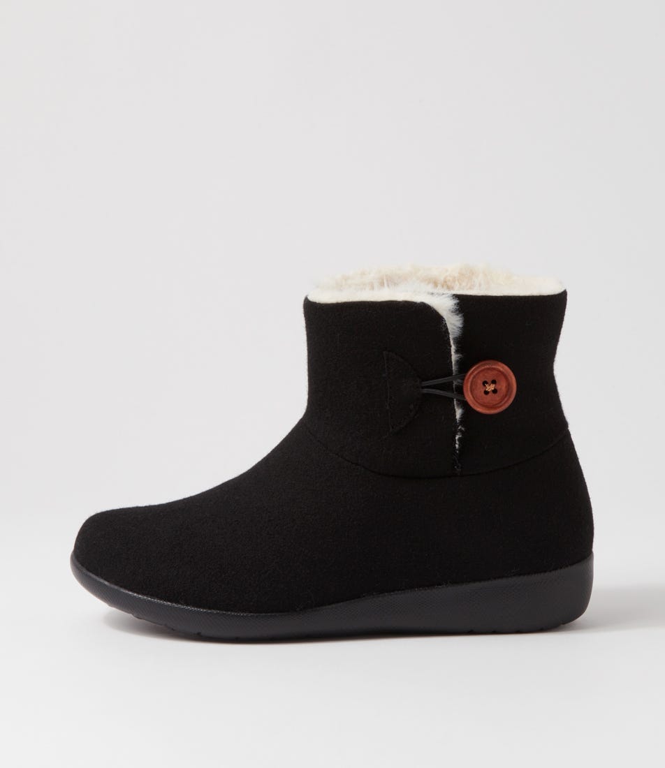 Frilla Xw Black Beige Fur Fabric Slippers