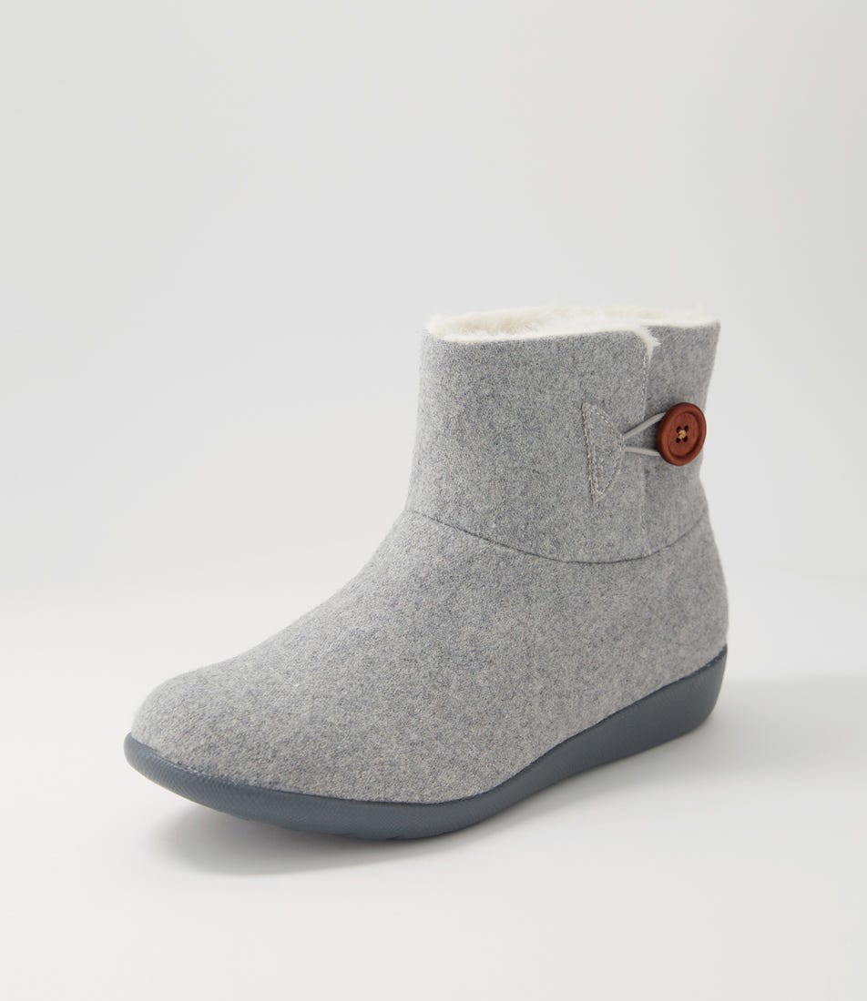 Frilla Xw Grey Beige Fur Fabric Slippers