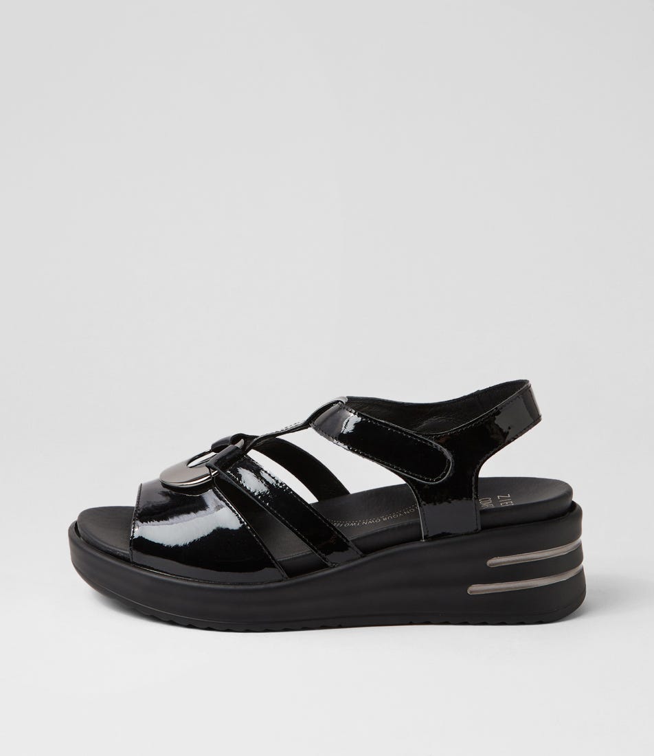 Sharrell Xw Black Patent Leather Sandals