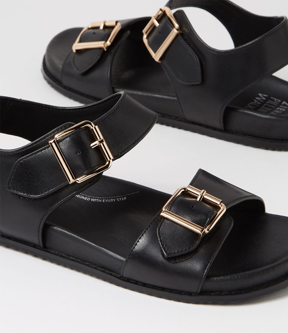 Hastice W Black Leather Sandals by Ziera | Shop Online at