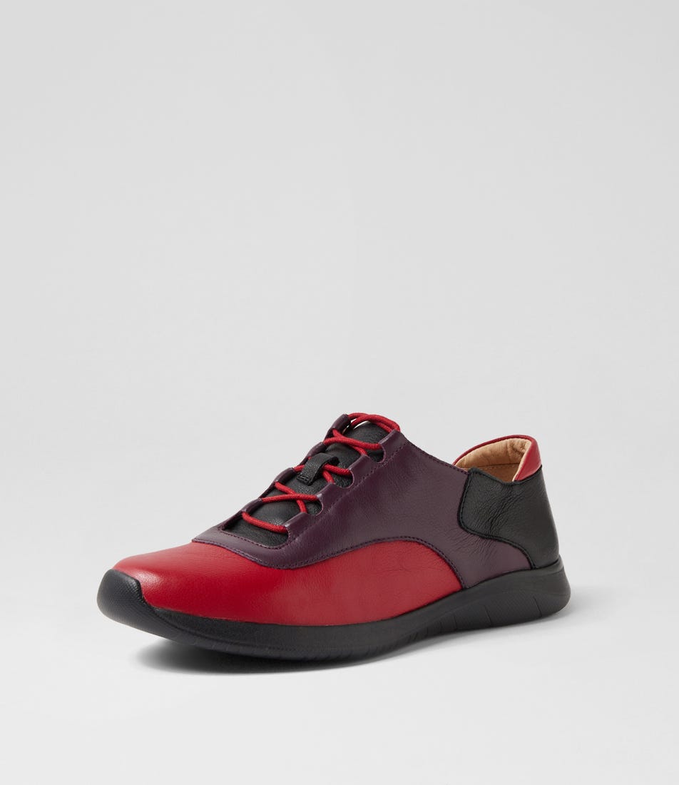 Fulvin Xf Dark Red Purple Multi Leather Sneakers