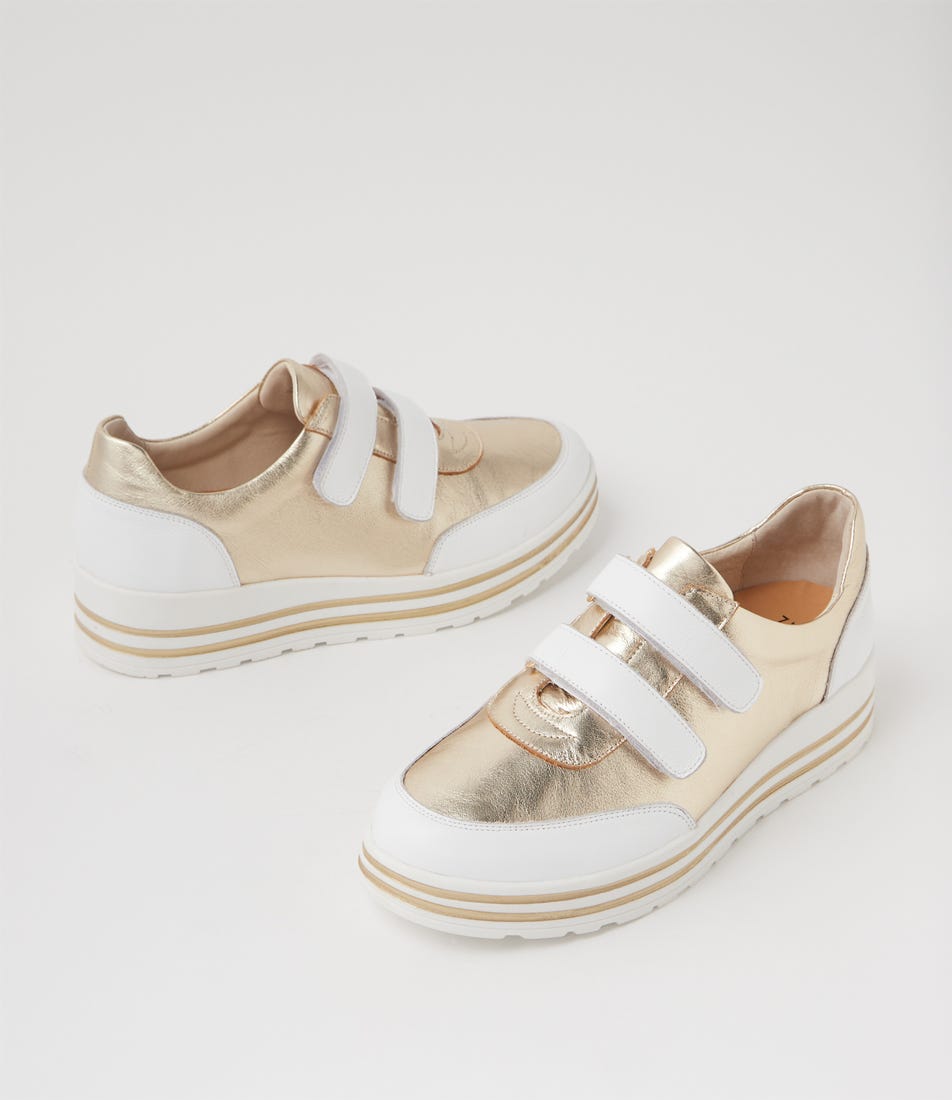 Vavid Xf White Pale Gold Leather Sneakers